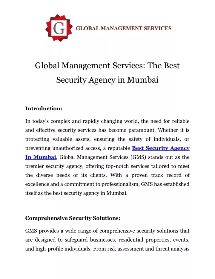 global management services the best