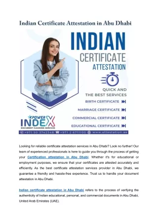 Indian Certificate Attestation in Abu Dhabi