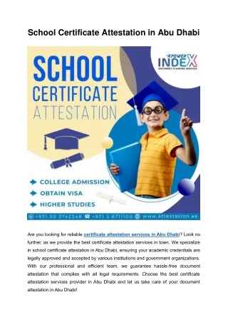 School Certificate Attestation in Abu Dhabi