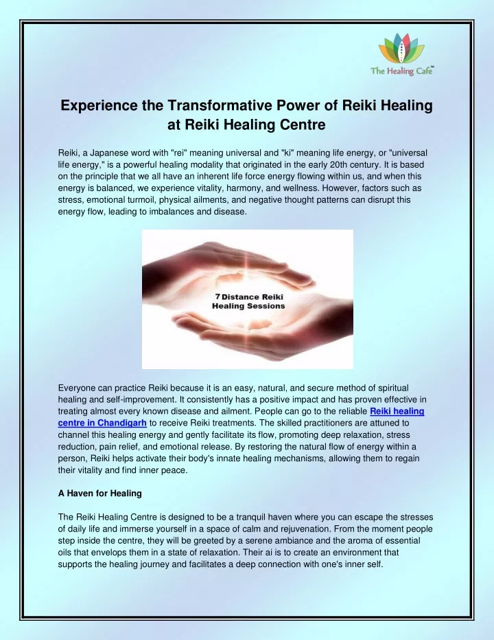 experience the transformative power of reiki