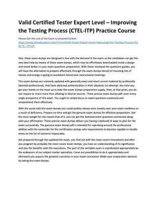 valid certified tester expert level improving