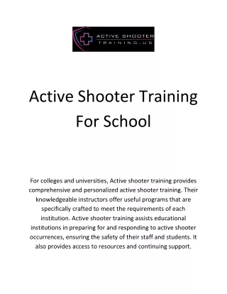 Active Shooter Training For School