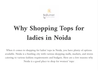 Why Shopping Tops for ladies in Noida