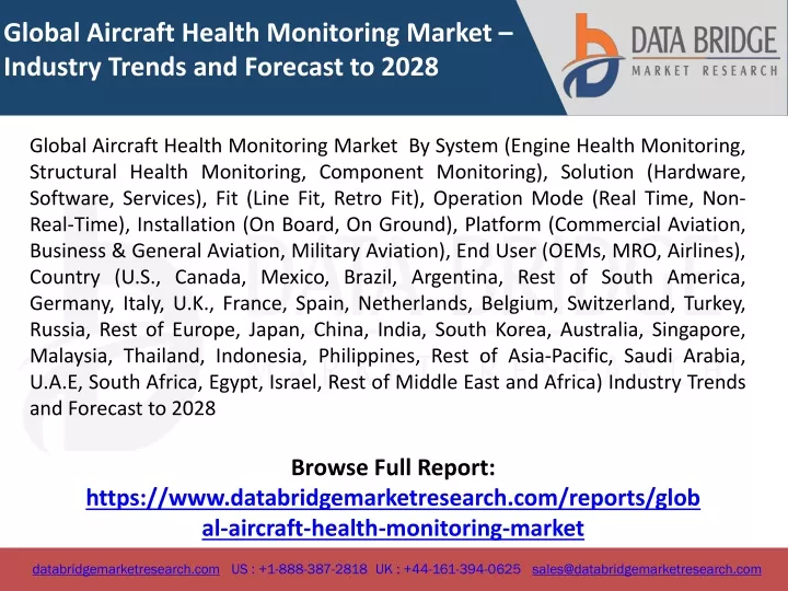 global aircraft health monitoring market industry