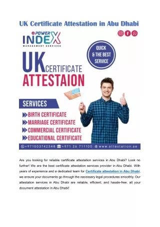 UK Certificate Attestation in Abu Dhabi