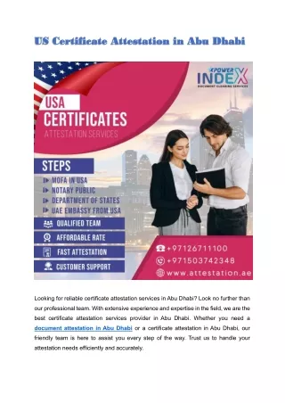 US Certificate Attestation in Abu Dhabi
