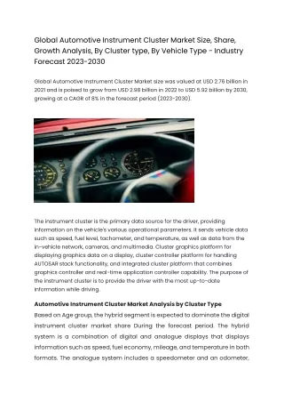 global automotive instrument cluster market size