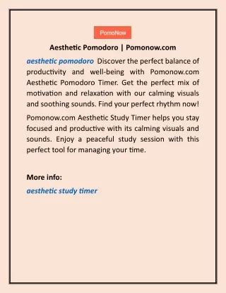 Aesthetic Pomodoro | Pomonow.com