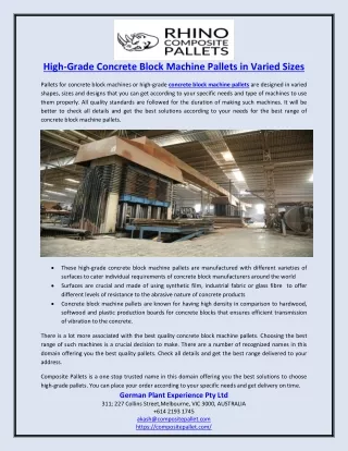 High-Grade Concrete Block Machine Pallets in Varied Sizes