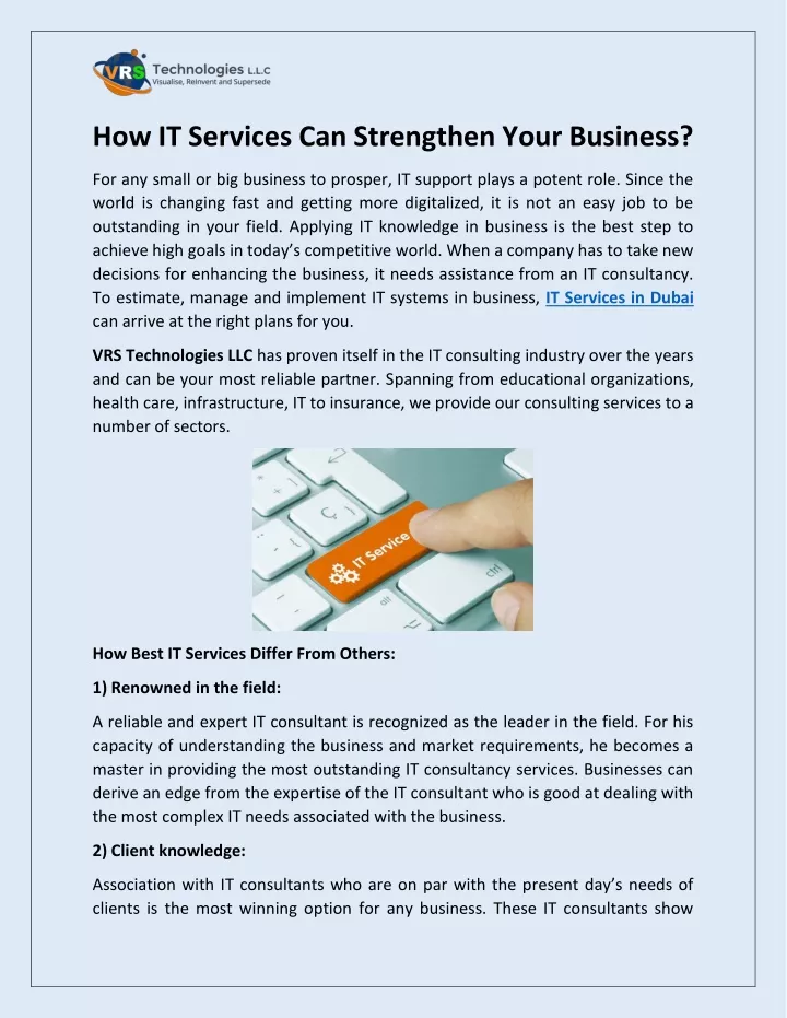 how it services can strengthen your business
