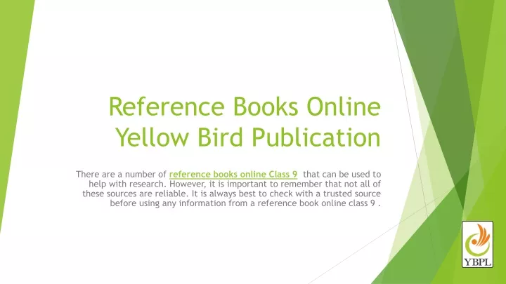 reference books online yellow bird publication