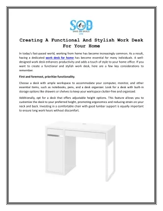 creating a functional and stylish work desk