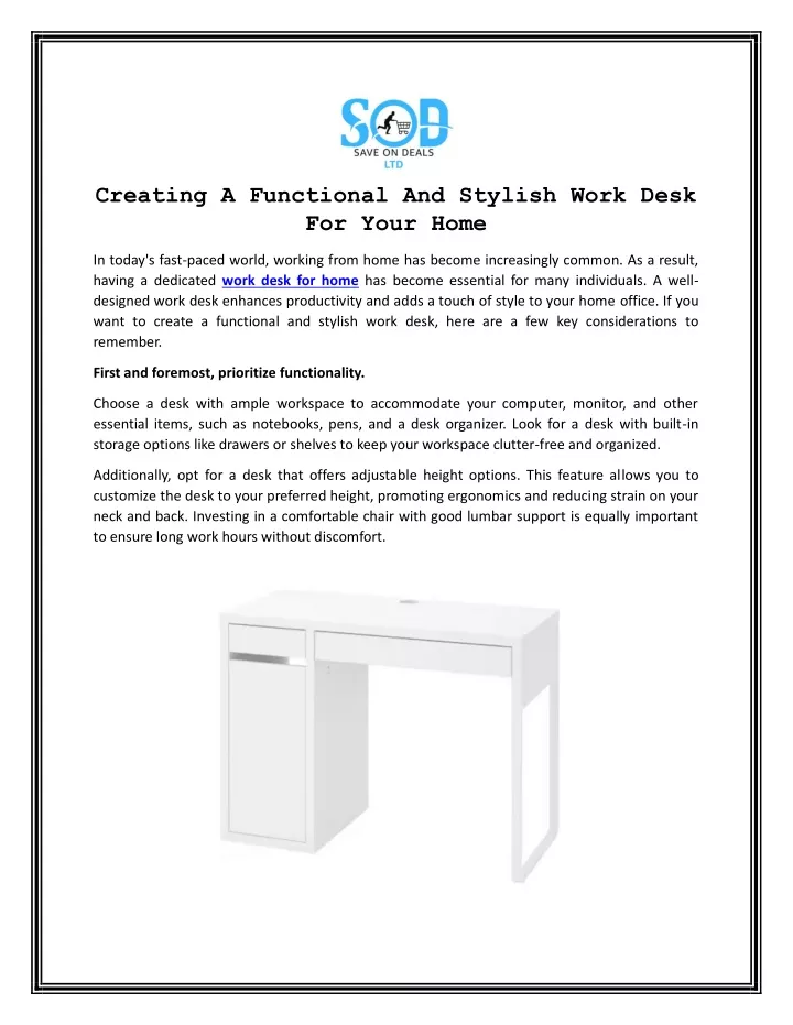 creating a functional and stylish work desk