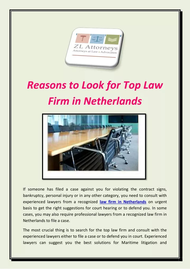 reasons to look for top law firm in netherlands