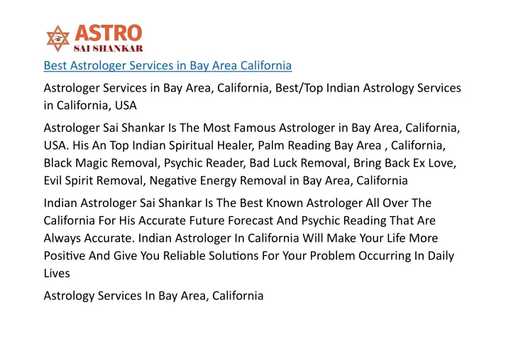 best astrologer services in bay area california