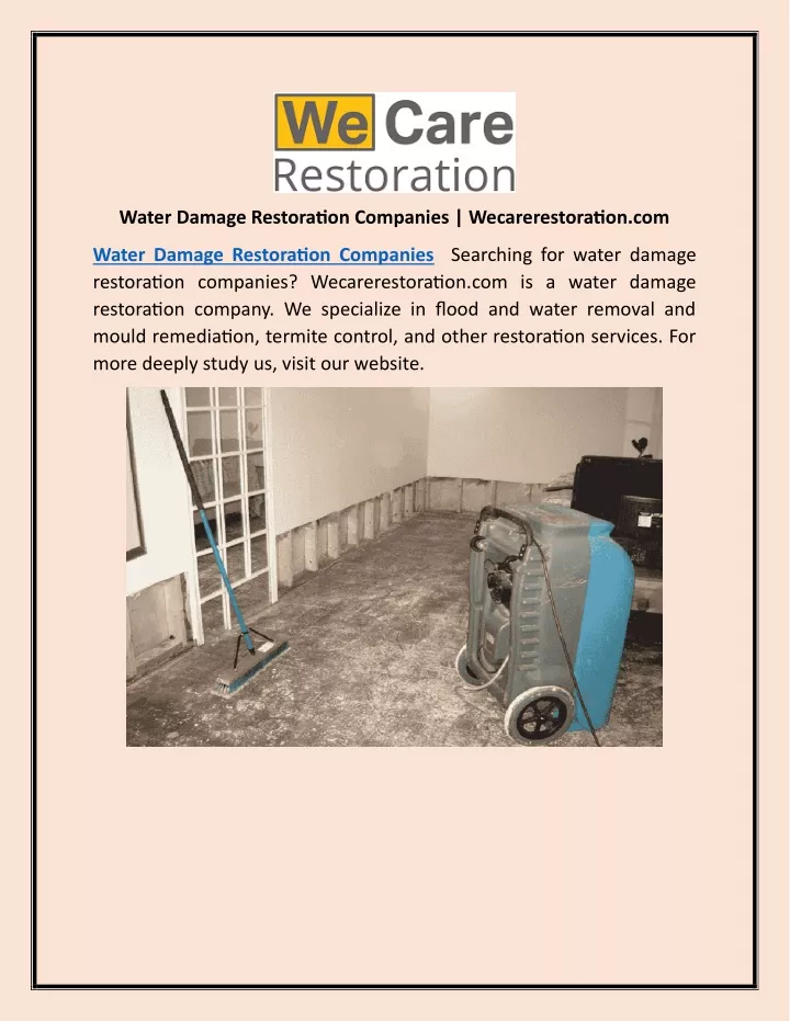 water damage restoration companies