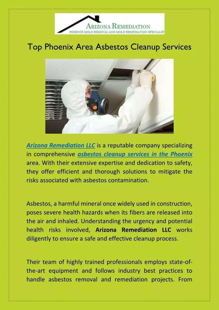 top phoenix area asbestos cleanup services
