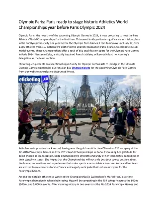 Olympic Paris  Paris ready to stage historic Athletics World Championships year before Paris Olympic 2024