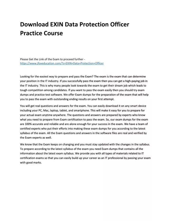 download exin data protection officer practice