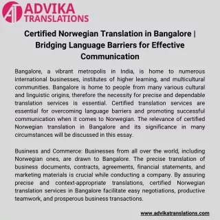 Certified Norwegian Translation in Bangalore | Bridging Language Barriers for Ef