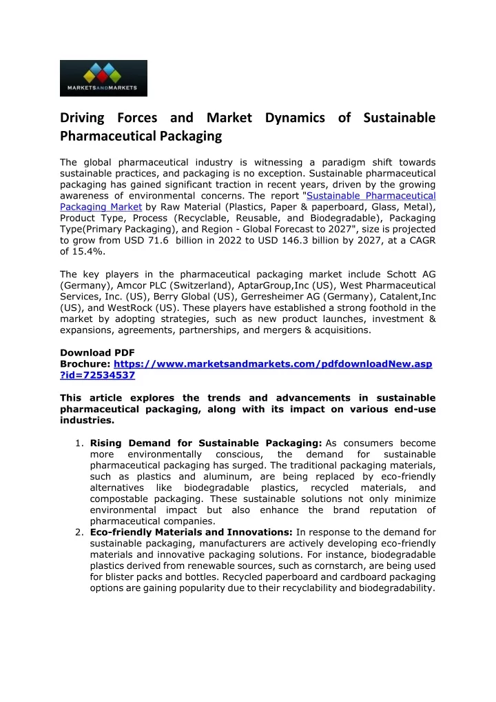 driving forces and market dynamics of sustainable
