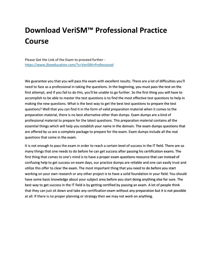 download verism professional practice course