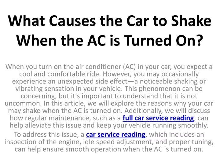 what causes the car to shake when the ac is turned on
