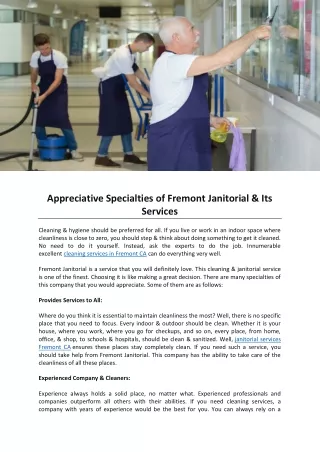 Appreciative Specialties of Fremont Janitorial & Its Services