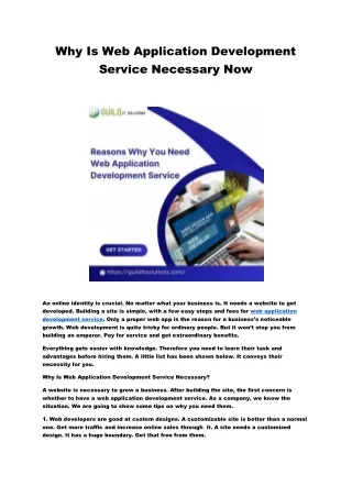 why is web application development service