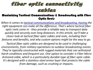 fiber optic connectivity cables