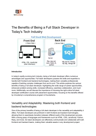 The Benefits of Being a Full Stack Developer in Today's Tech Industry |
