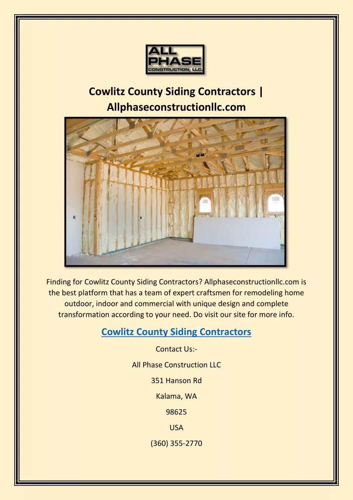 cowlitz county siding contractors