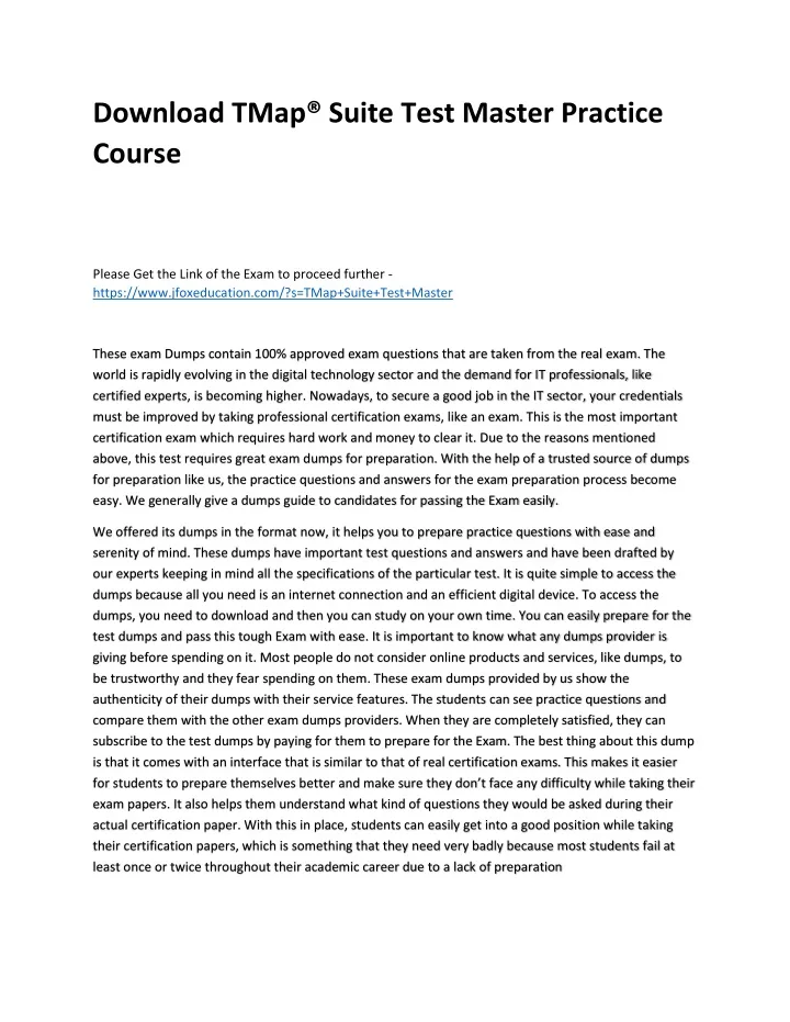 download tmap suite test master practice course