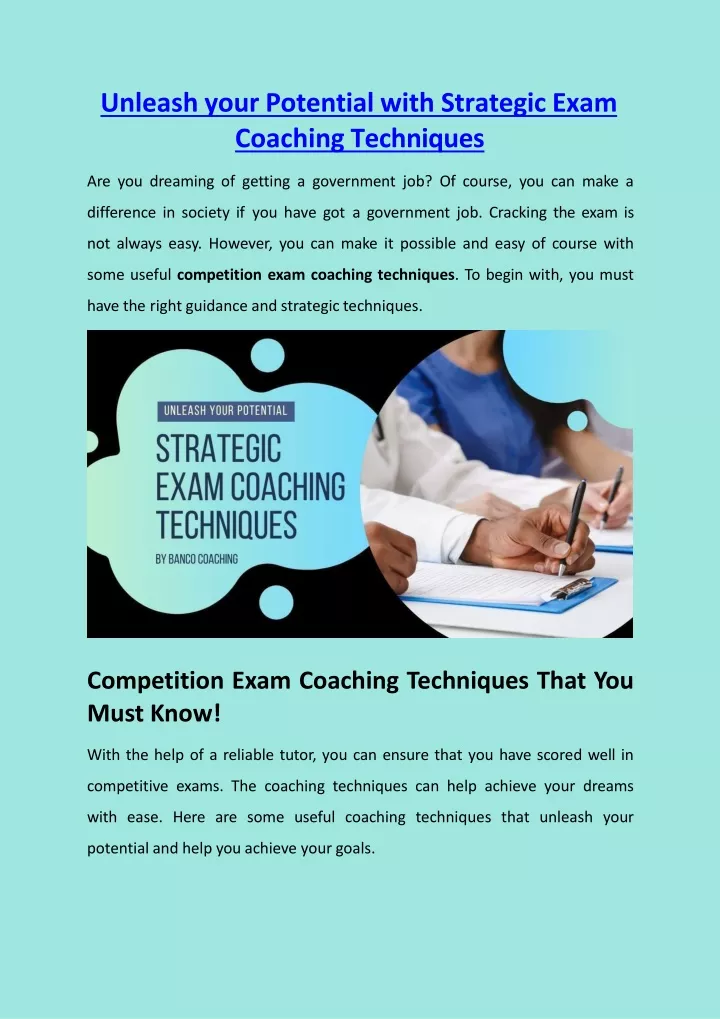unleash your potential with strategic exam coaching techniques