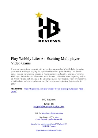 Play Wobbly Life: An Exciting Multiplayer Video Game