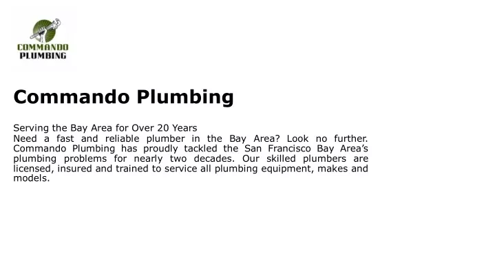 commando plumbing