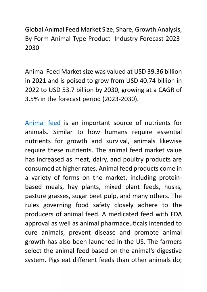 global animal feed market size share growth