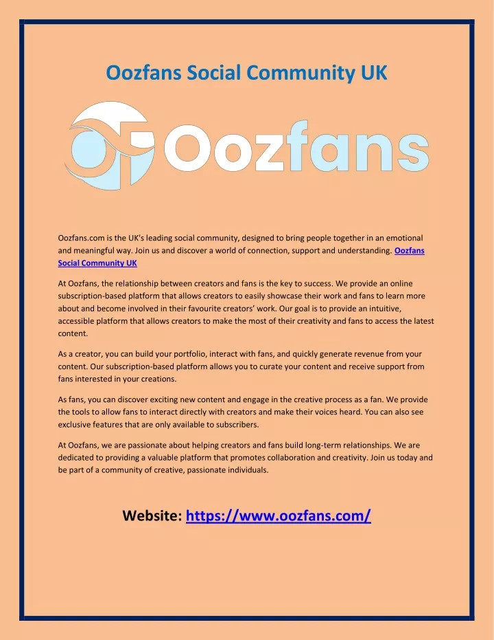 oozfans social community uk