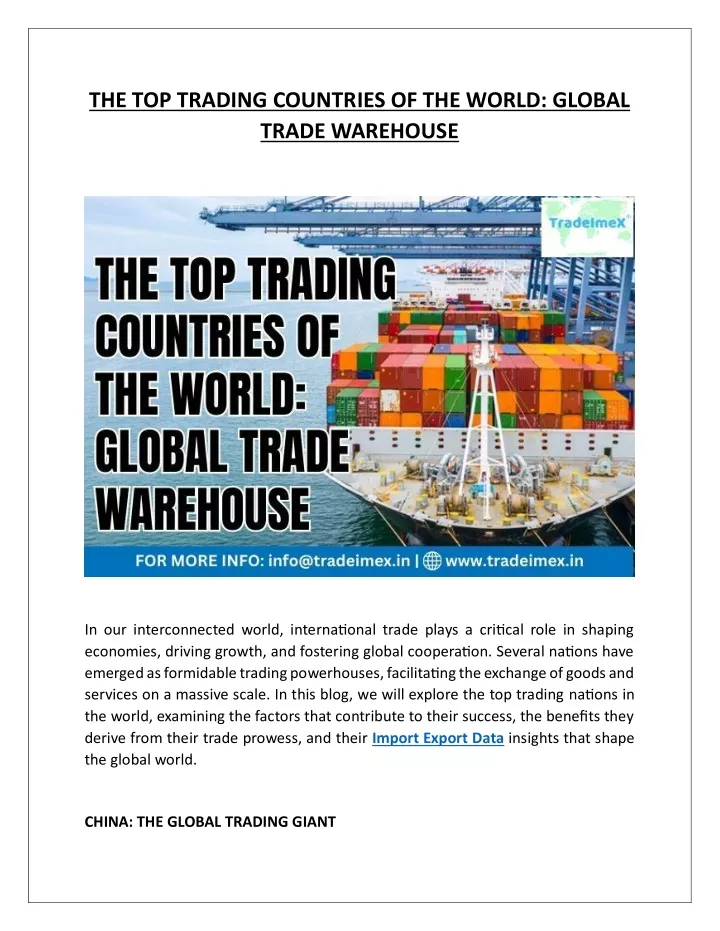 the top trading countries of the world global