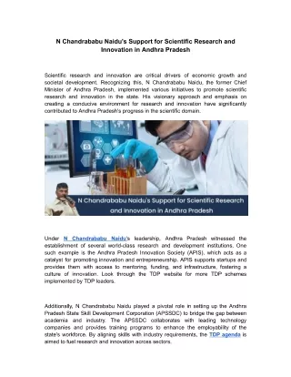 N Chandrababu Naidu's Support for Scientific Research and Innovation in Andhra P