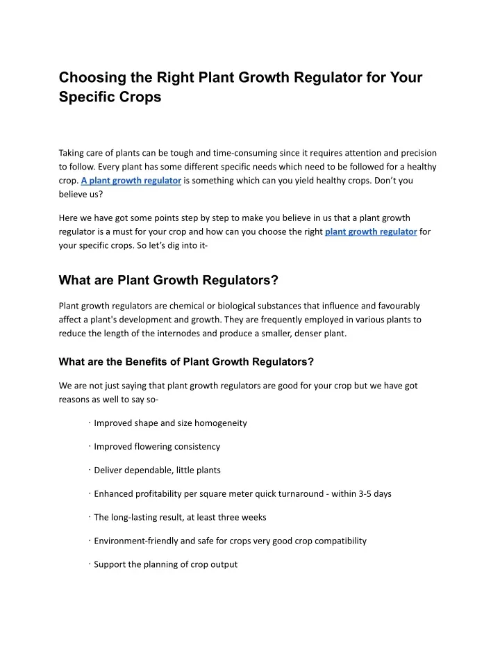 choosing the right plant growth regulator