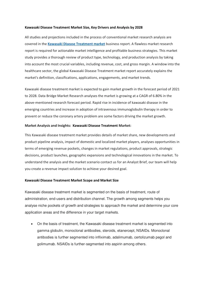 kawasaki disease treatment market size