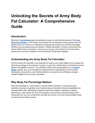 Title_ Unlocking the Secrets of Army Body Fat Calculator_ A Comprehensive Guide