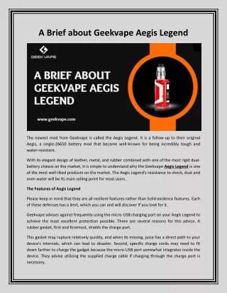 A Brief about Geekvape Aegis Legend