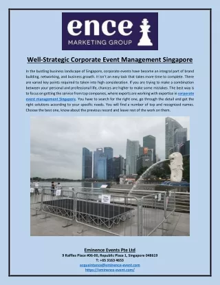 Well-Strategic Corporate Event Management Singapore