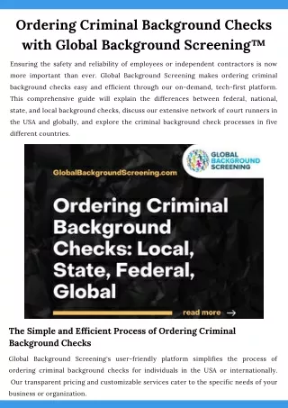 Ordering Criminal Background Checks with Global Background Screening™
