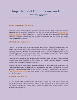 importance of flutter framework for your career