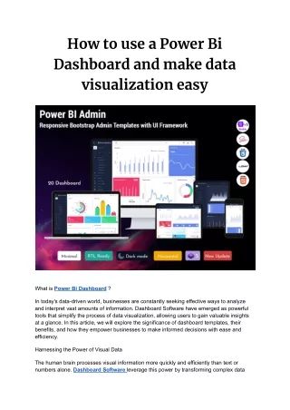 How to use a Power Bi Dashboard and make data visualization easy