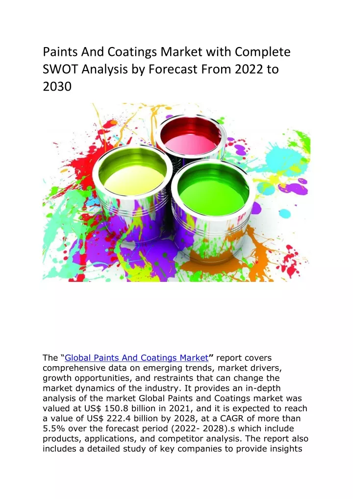 paints and coatings market with complete swot