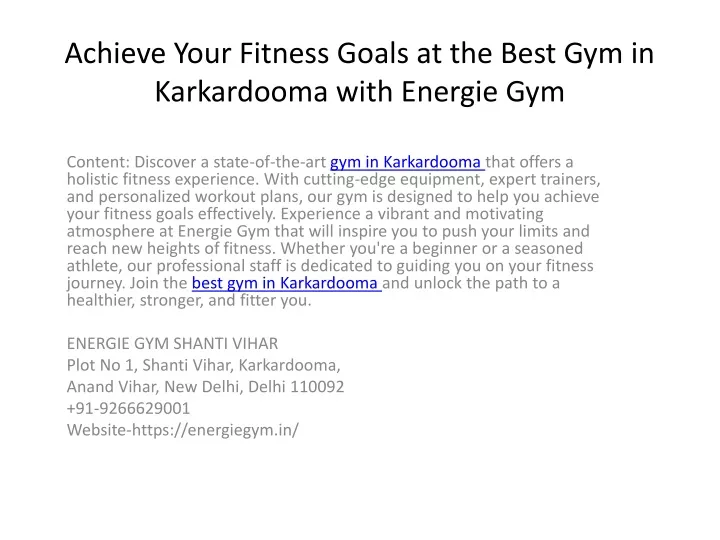 achieve your fitness goals at the best gym in karkardooma with energie gym